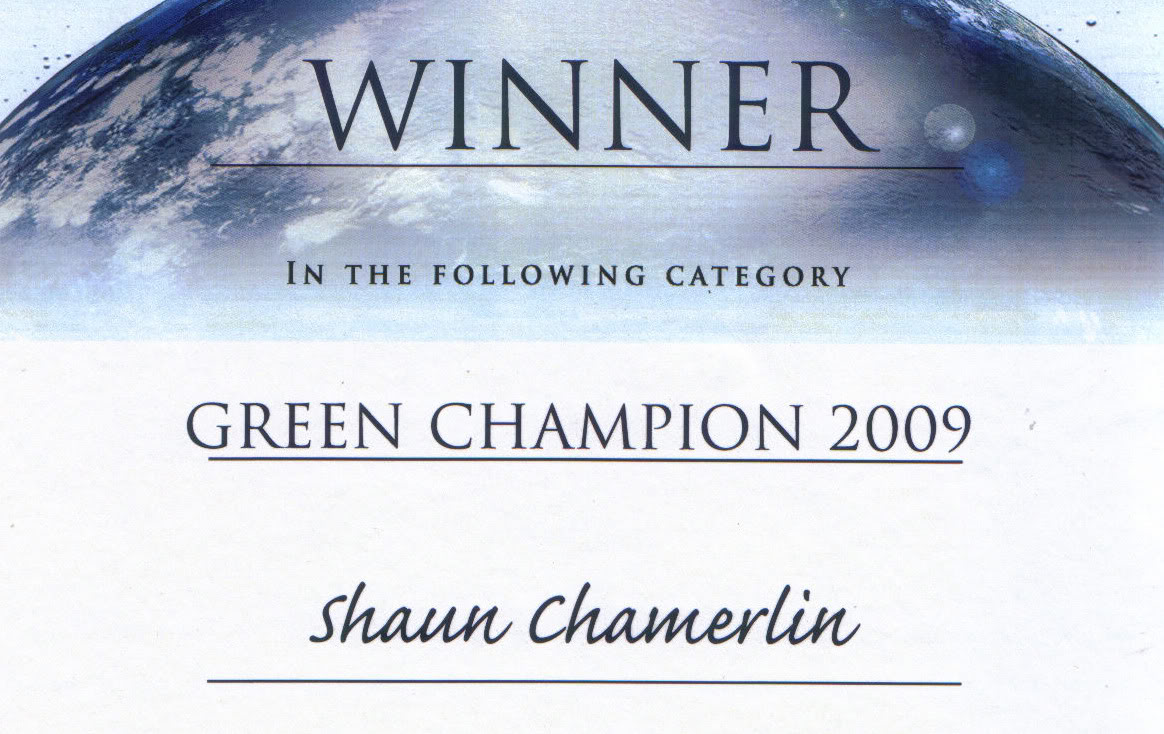 My Green Champion certificate