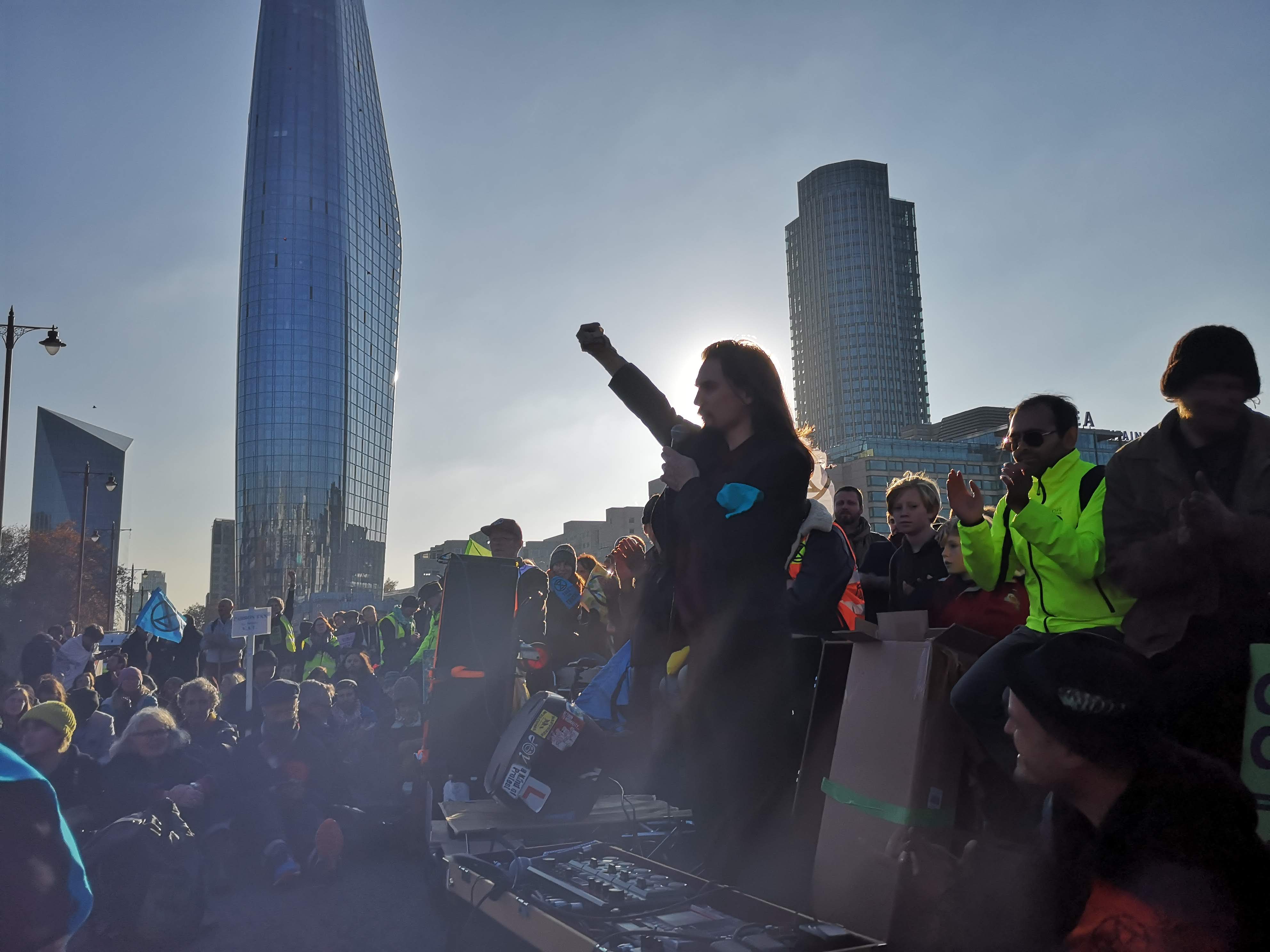 Shaun Chamberlin - Dark Optimism - Extinction Rebellion - Blackfriars Bridge